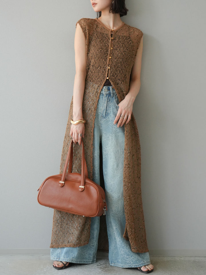 [予約]2WAYネップメッシュワンピース/ブラウン