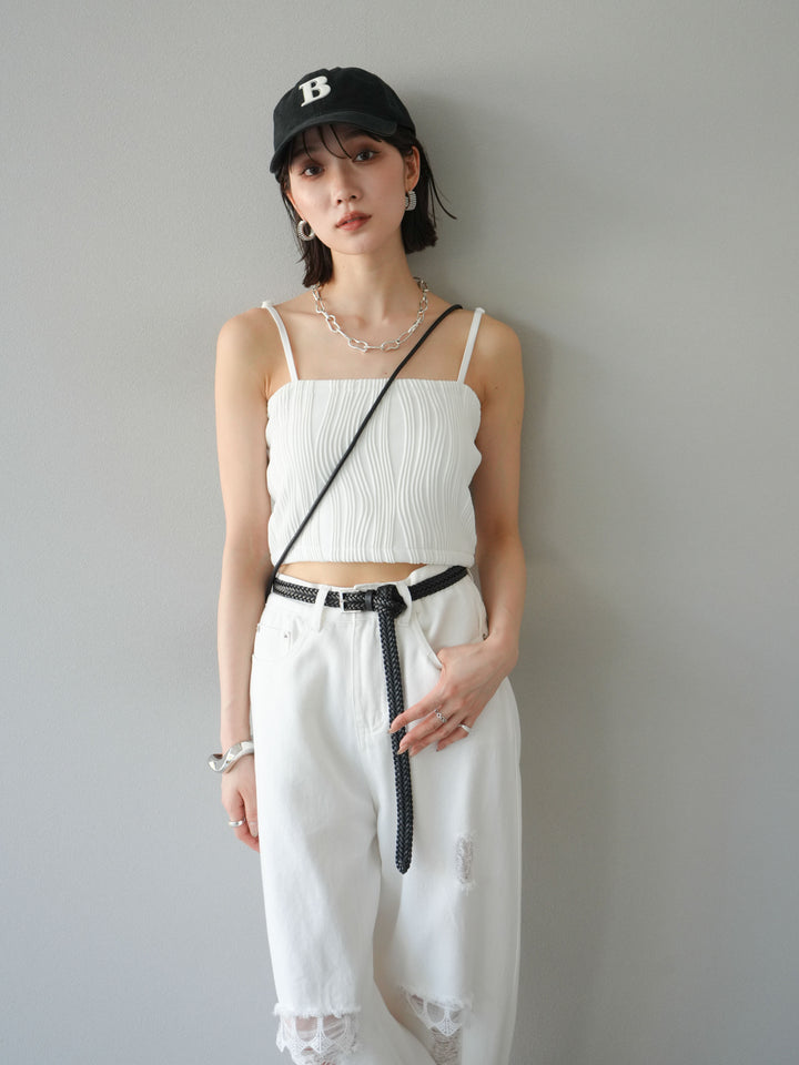 [SET]ウェーブパイピングカップ付ベアキャミソール+ウェーブパイピングカップ付ベアキャミソール(2set)