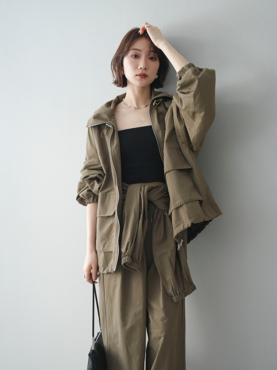 [予約]ビッグポケットコットンナイロンジップブルゾン/brown