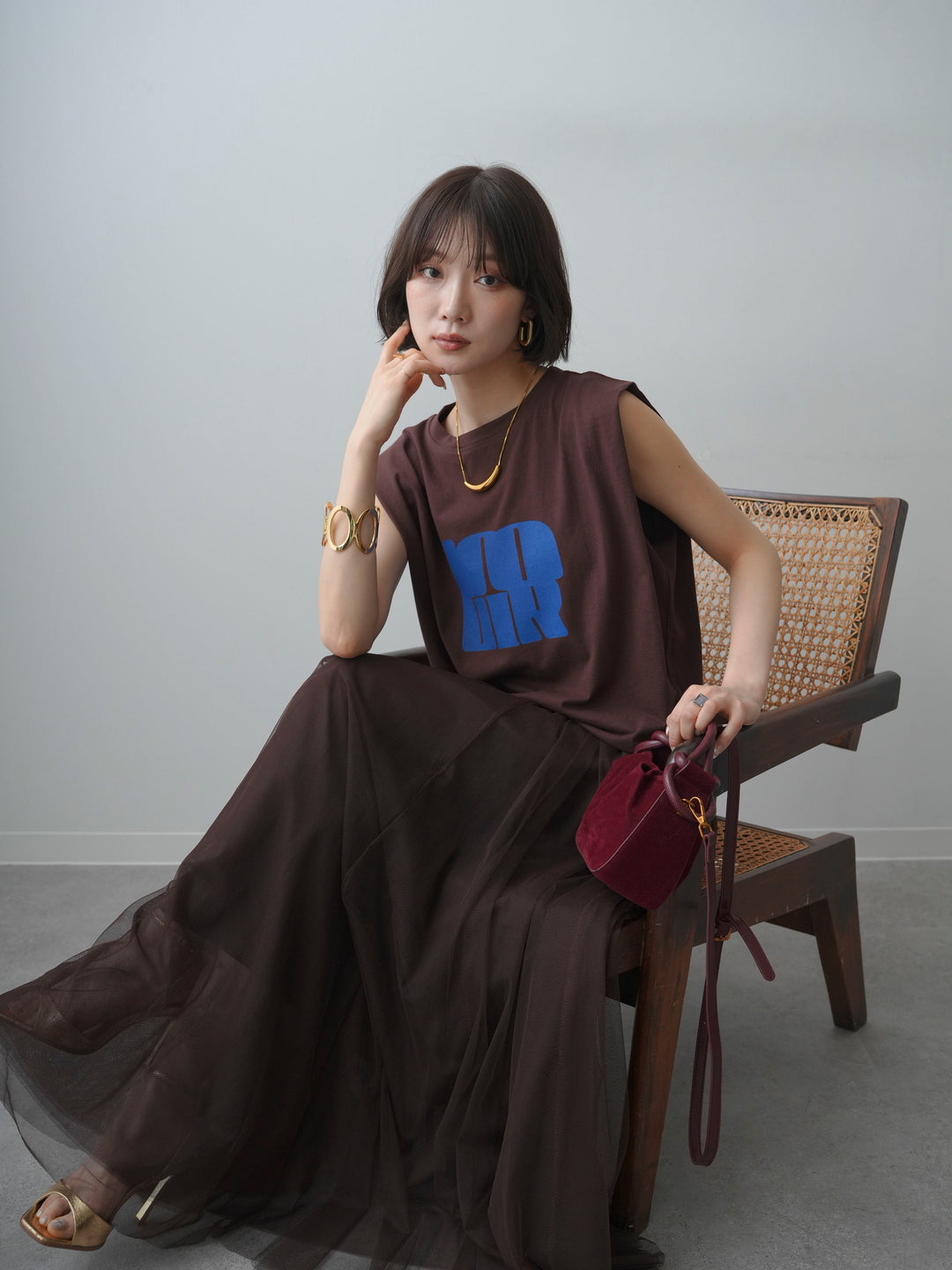 [先行販売！]ショルダータックノースリーブオーバーTEE+ショルダータックノースリーブオーバーTEE(2set)