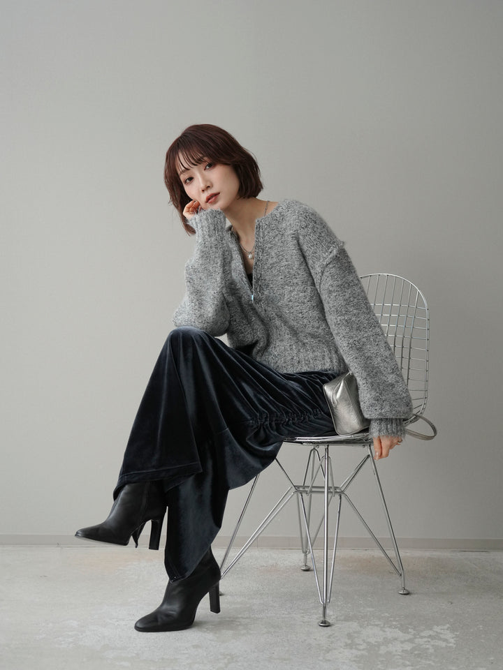 [SET]ミックスヤーンダブルZIPニットカーディガン+ミックスヤーンダブルZIPニットカーディガン(2set)