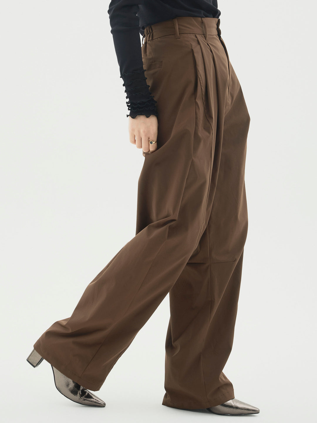 [予約]タフタワイドカーブパンツ/ブラウン