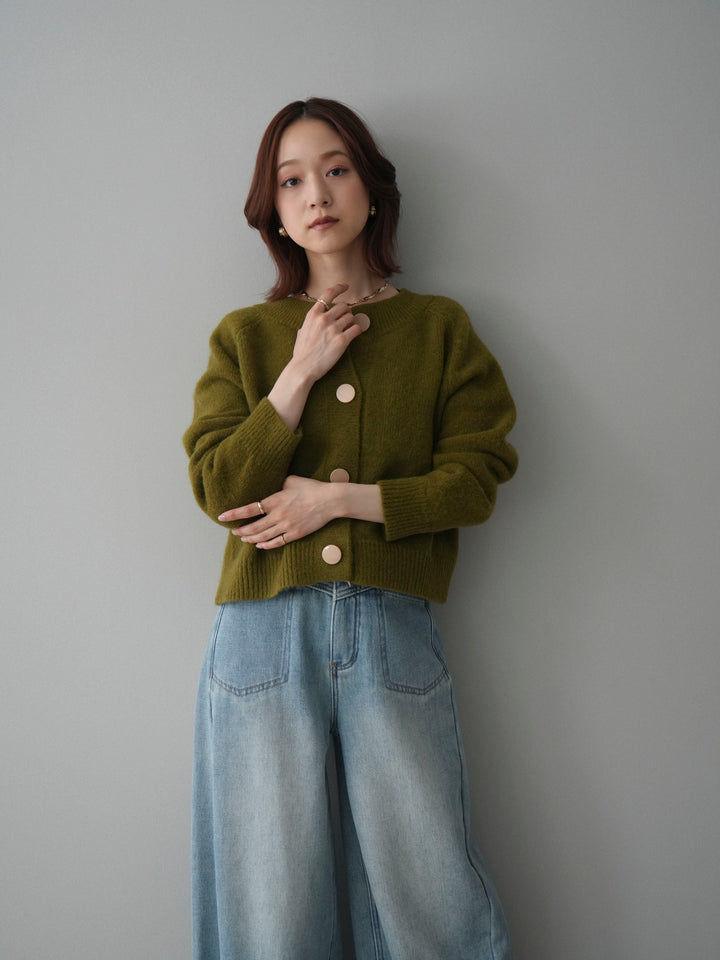 [予約]BIGボタンニットカーディガン/ green