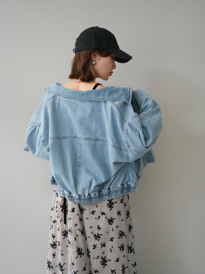 [予約]ZIPポケットデニムショートブルゾン/ブリーチ