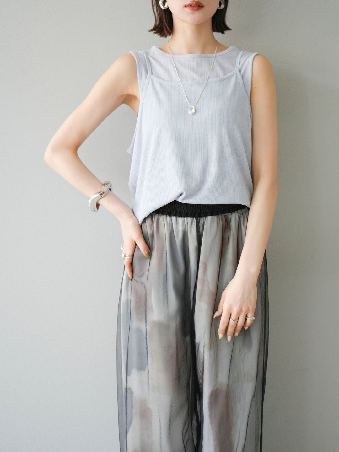 [予約]アイスタッチ2WAYデザインキャミタンク/ブルー