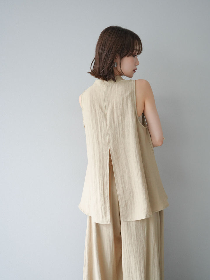 [SET]ホルターネックバックスリットブラウス＆スーパーワイドパンツSET UP(2set)