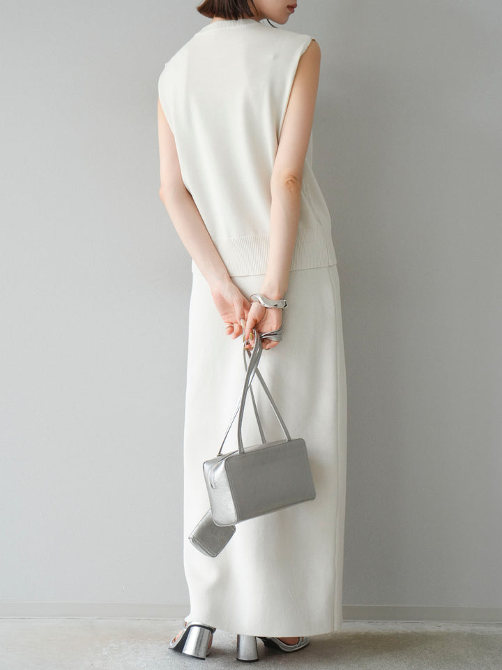 [予約]レーヨンポリIラインニットスカート/アイボリー