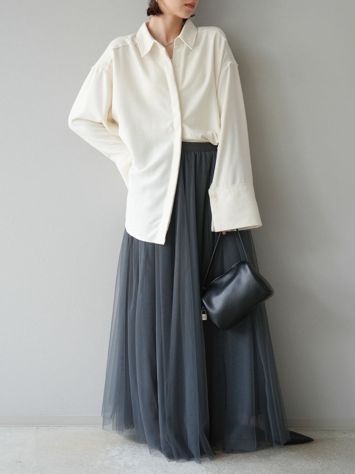 [予約]ネップオーバーシャツ/アイボリー