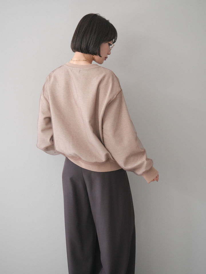 [予約]チュールレイヤードロゴスエットプルオーバー/beige