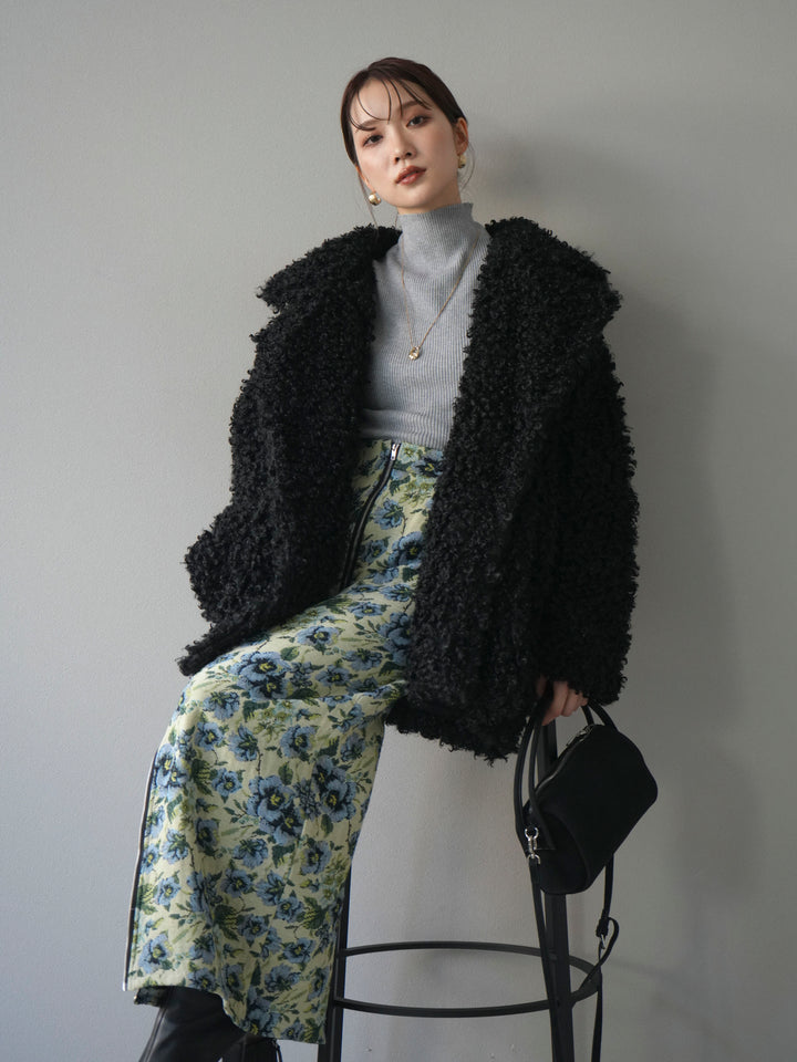 [予約]プードルファーダブルミドルコート/black