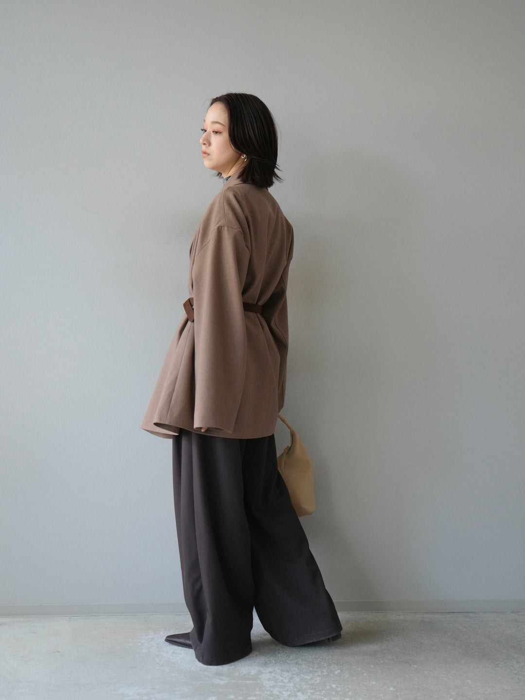 [予約]ビックカラーミディアムジャケット/ベージュ