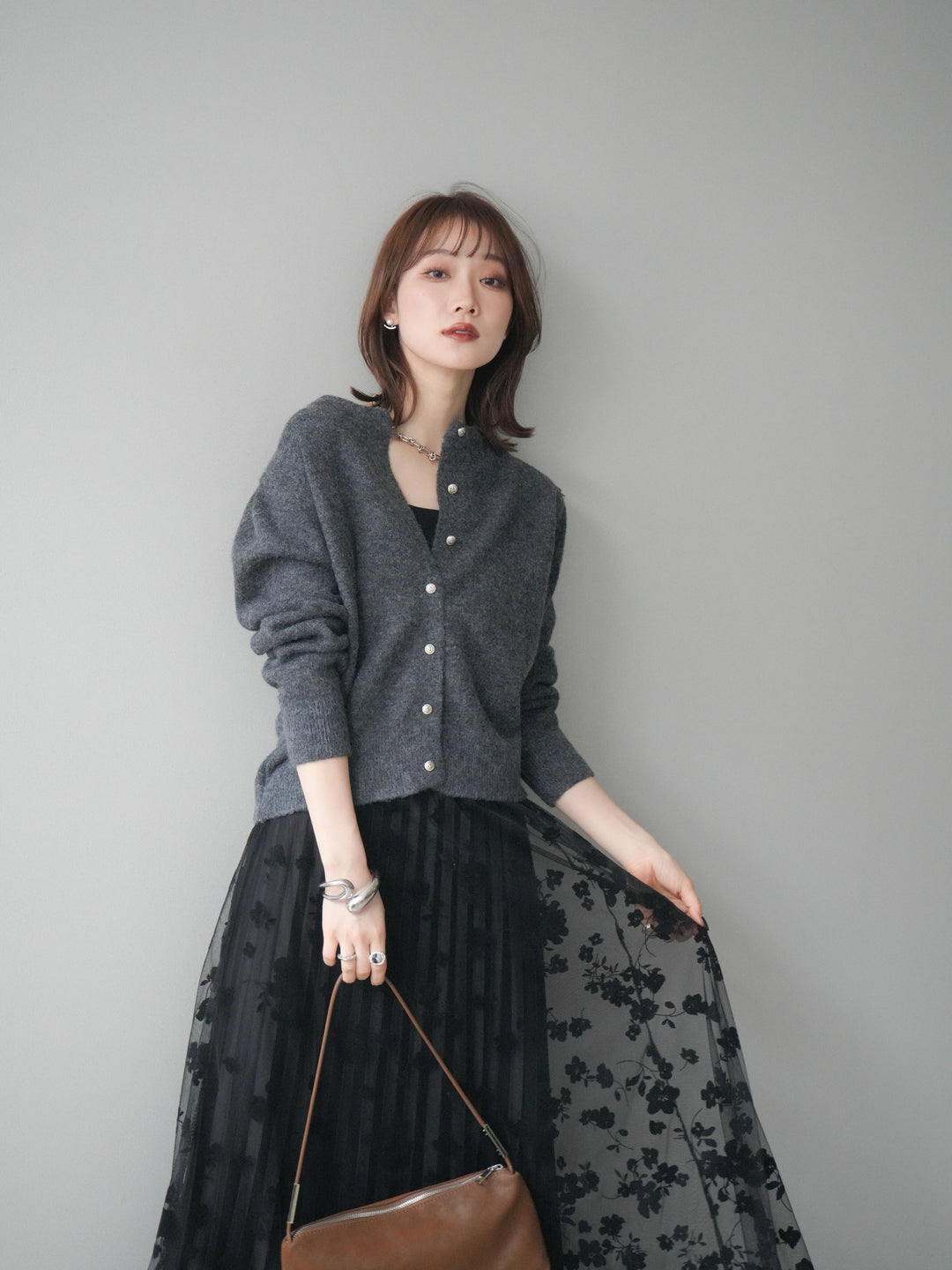 [SET]アンティークボタンニットカーディガン+アンティークボタンニットカーディガン(2set)