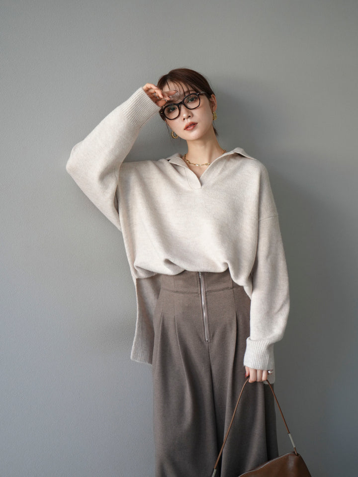 [予約]スキッパーオーバーニットプルオーバー/oatmeal