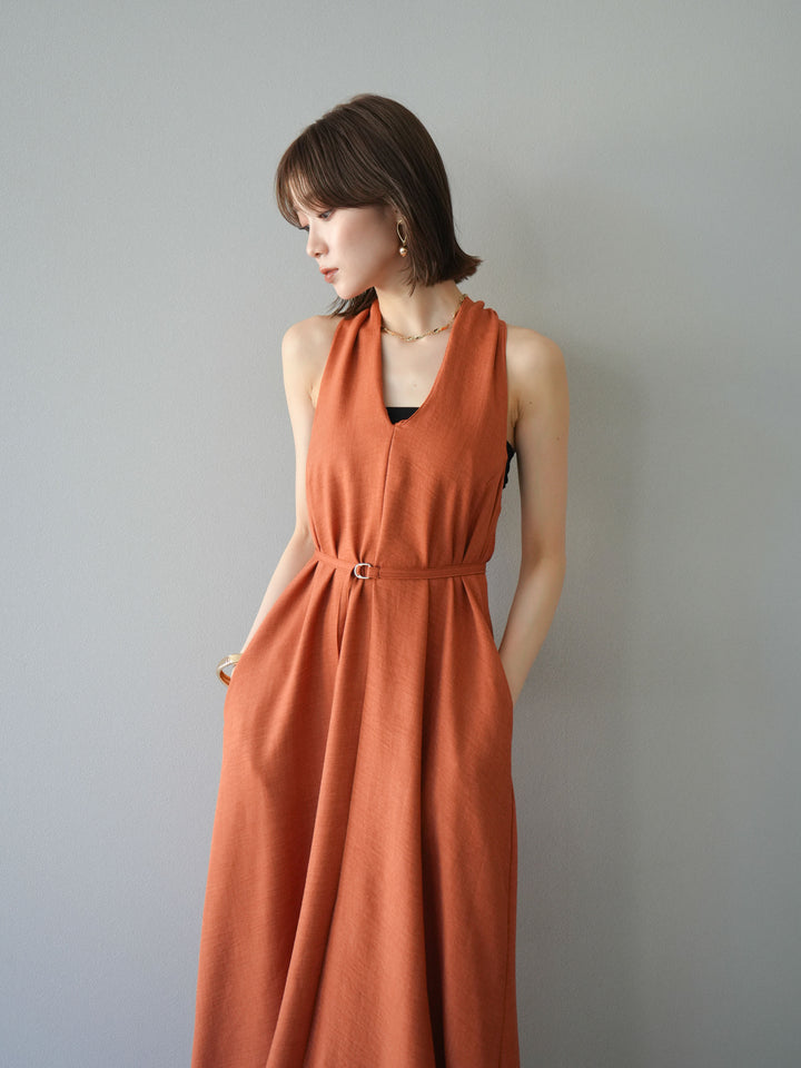 【預購】環形設計不均勻染色洋裝/橘色