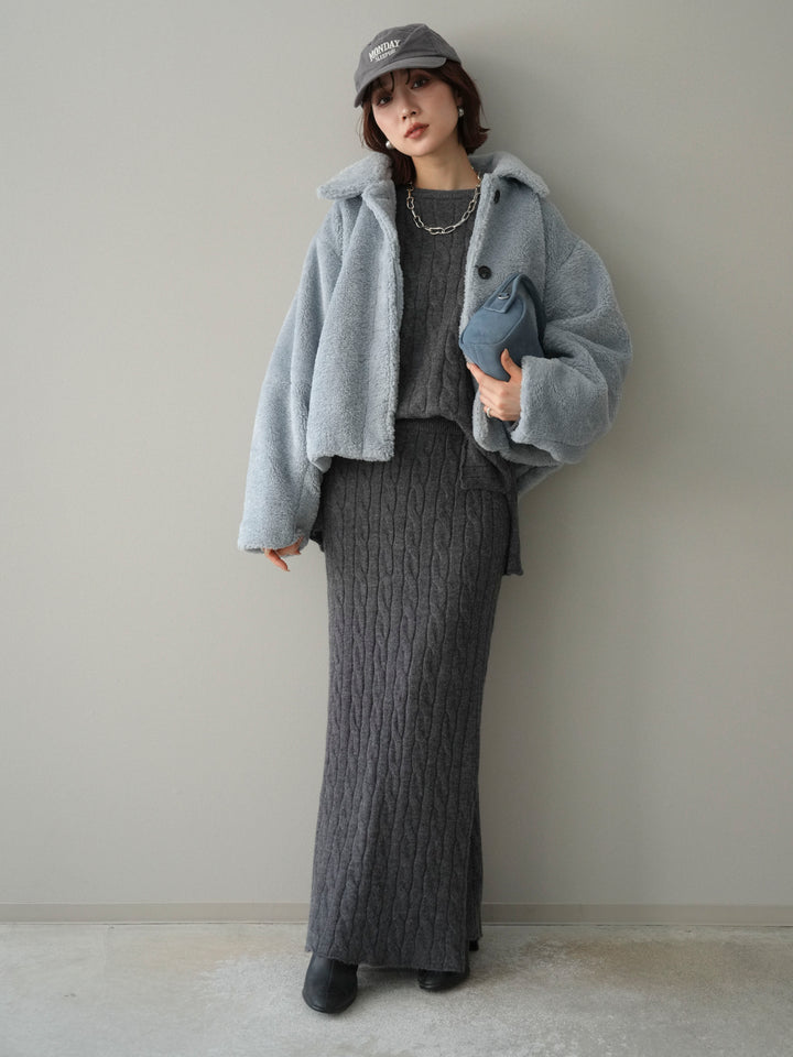 [予約]エコファーステンカラージャケット/blue