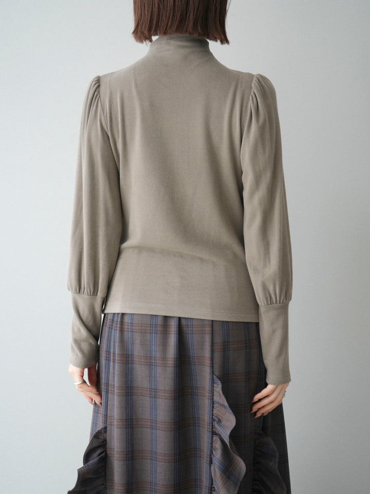 [予約]プチネックパワーショルダー起毛トップス/greige