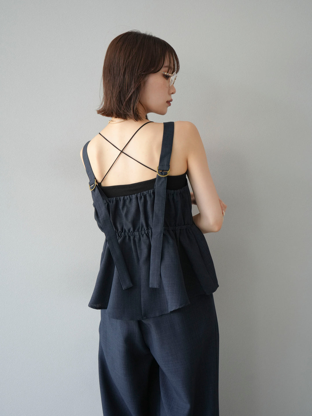 [予約]リネンライクビスチェ/チャコール