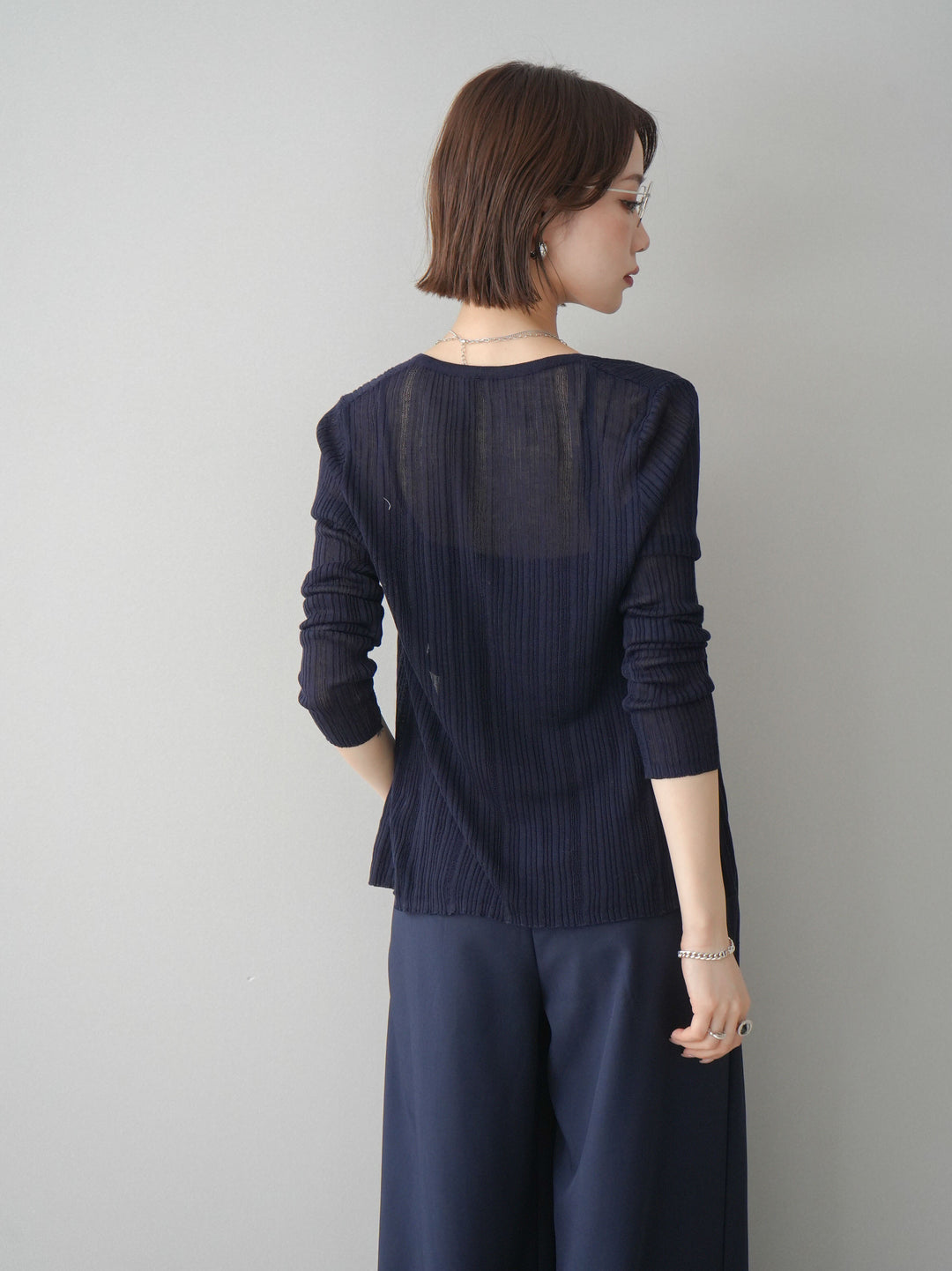 [予約]インナーレースキャミソール＆カーディガンアンサンブル/navy