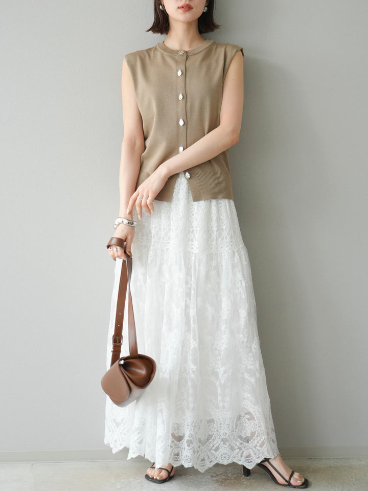 [予約]レースフレアスカート/ホワイト