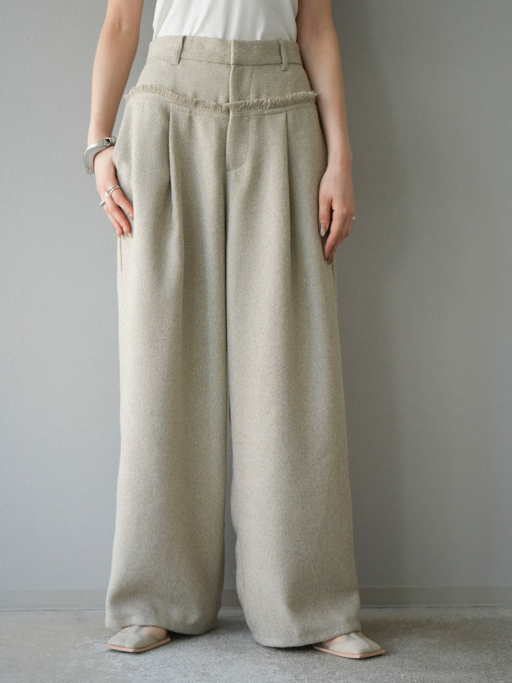[予約]ウエストフリンジツイードワイドパンツ/アイボリー