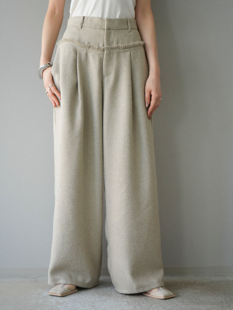 予約]ウエストフリンジツイードワイドパンツ/アイボリー – Lumier