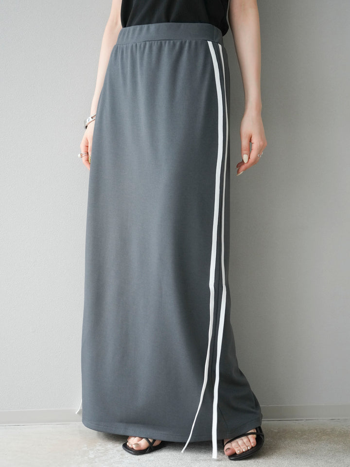 [予約]サイドラインジャージナロースカート/チャコール