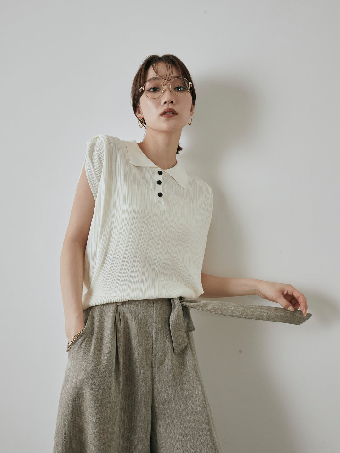 [予約]ランダムリブポロニットベスト/オフ