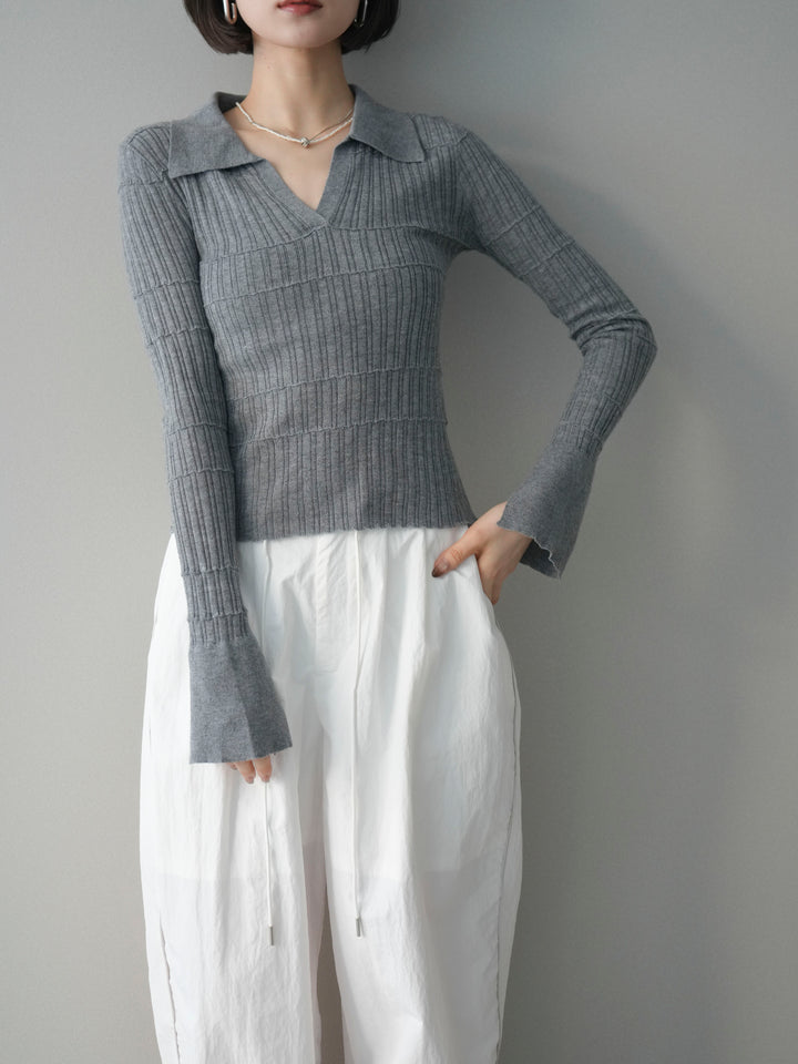 [予約]シアーリブスキッパーニットトップス/gray