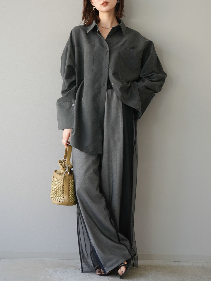 [予約]デニム切替2WAYデザインスウェットパンツ/グレー