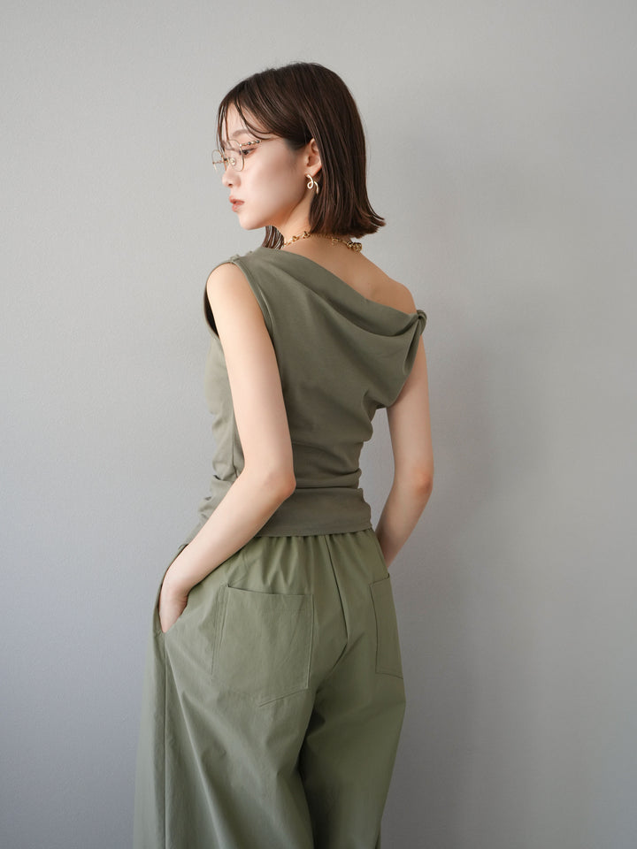 [SET]タックデザイントップス＆ビーズベルト付きパンツSET UP(2set)