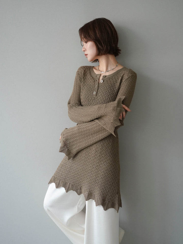 [予約]ヘンリーネックニットチュニック/khaki