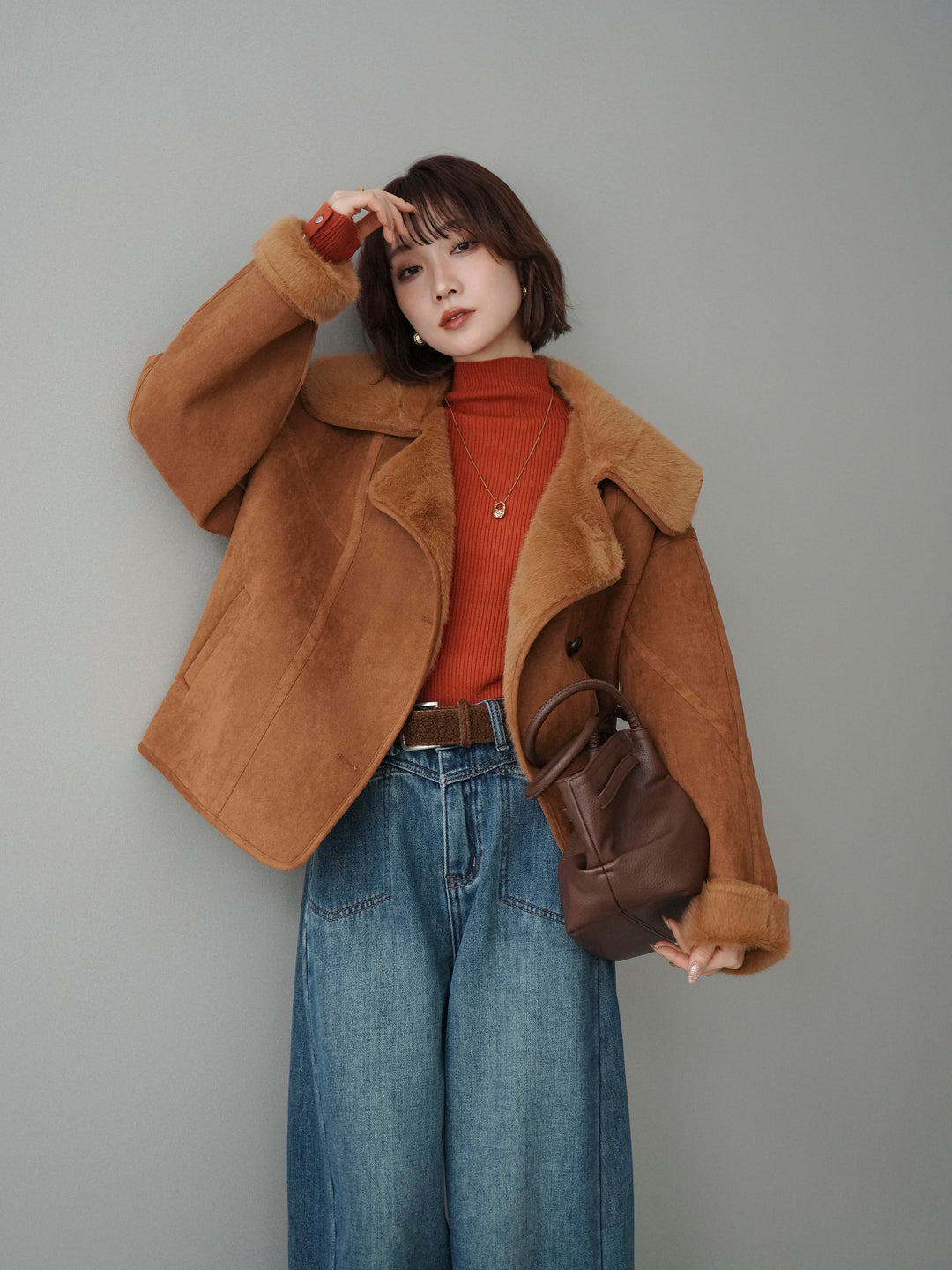 [予約]ムートンショートジャケット/camel