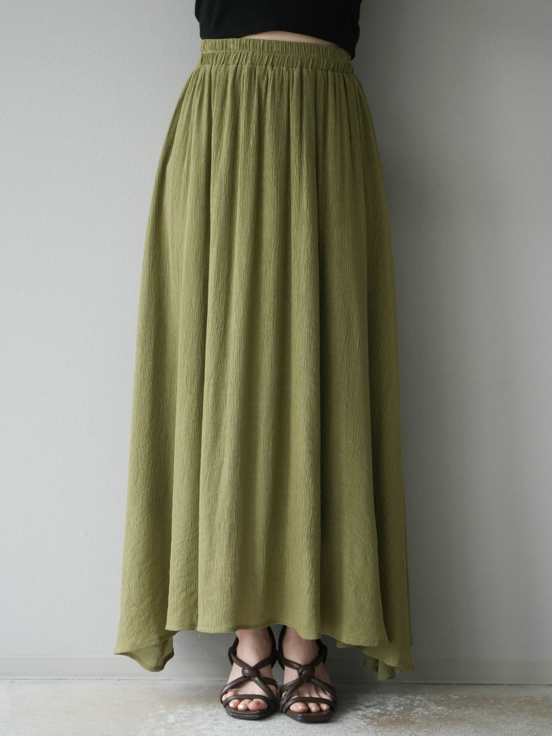 [SET]ビーズモチーフ楊柳ブラウス＆フレアスカートSET UP(2set)