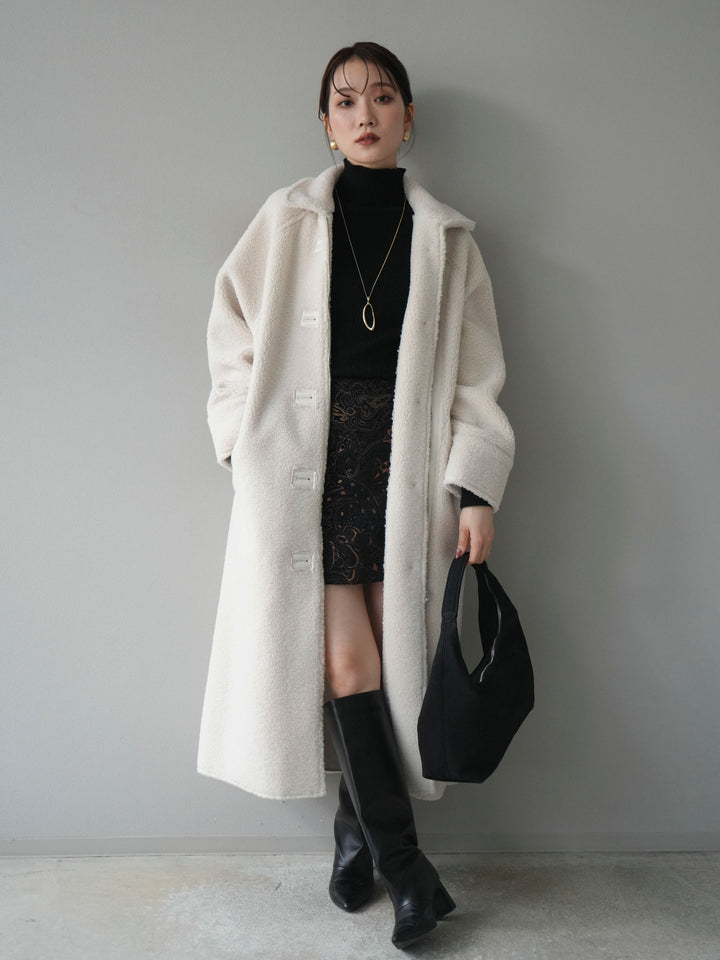 [予約]ボアxムートンロングコート/ivory