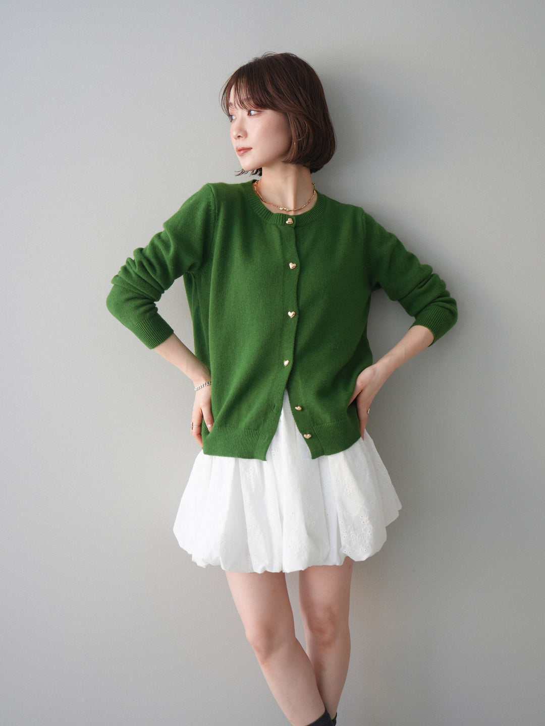 [SET]ハートボタンニットカーディガン+ハートボタンニットカーディガン(2set)