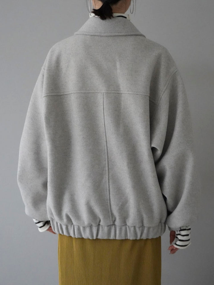 [Pre-order] Faux wool pocket zip blouson/oatmeal