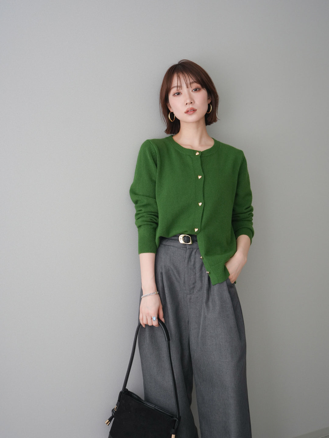 [SET]ハートボタンニットカーディガン+ハートボタンニットカーディガン(2set)