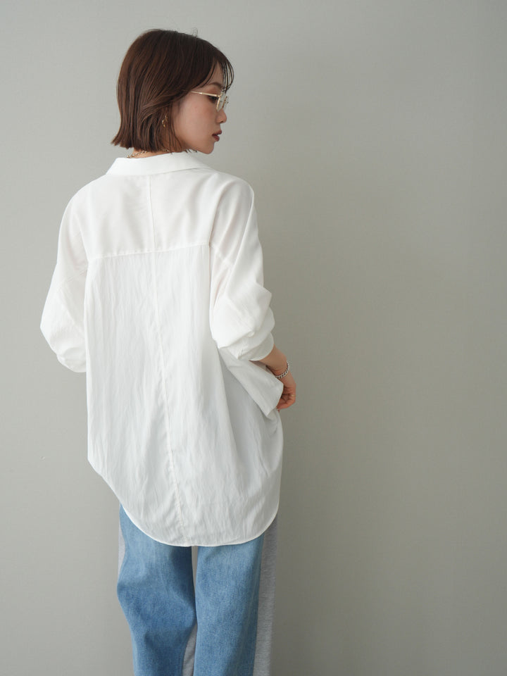[予約]リブカフスアシンメトリーZIPデザインオーバーシャツ/offwhite