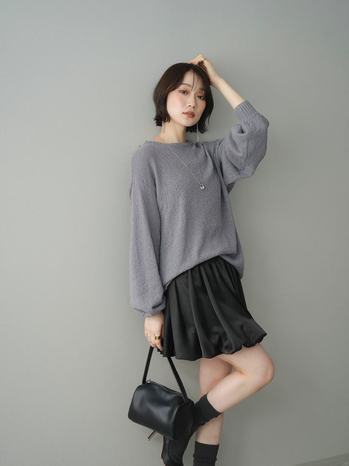 [予約]バックシアーフラワーレースニットプルオーバー/gray