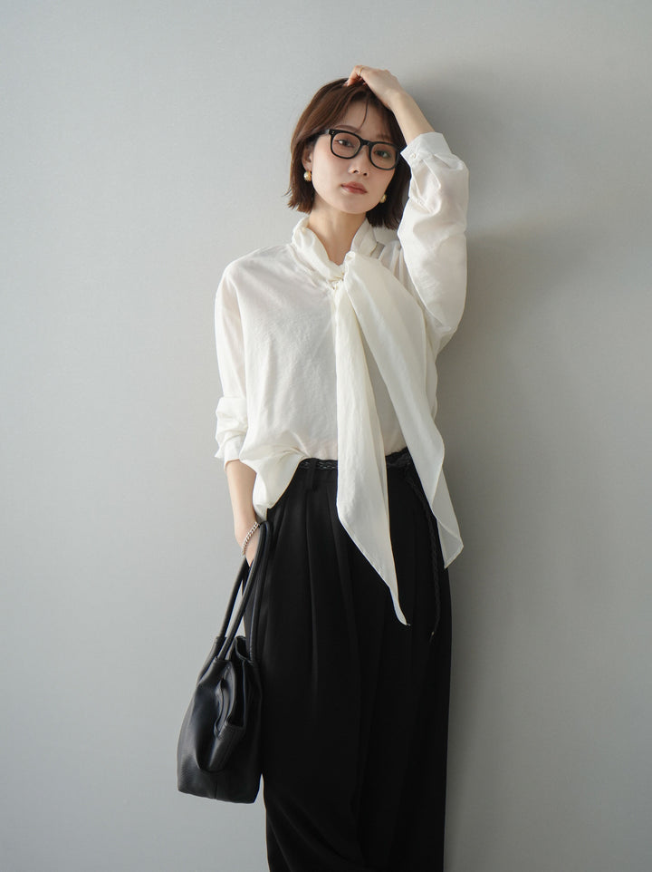 [SET]シアーボウタイブラウス+シアーボウタイブラウス(2set)