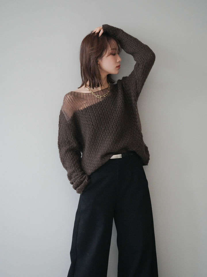 [予約]ダメージデザインニットプルオーバー/brown