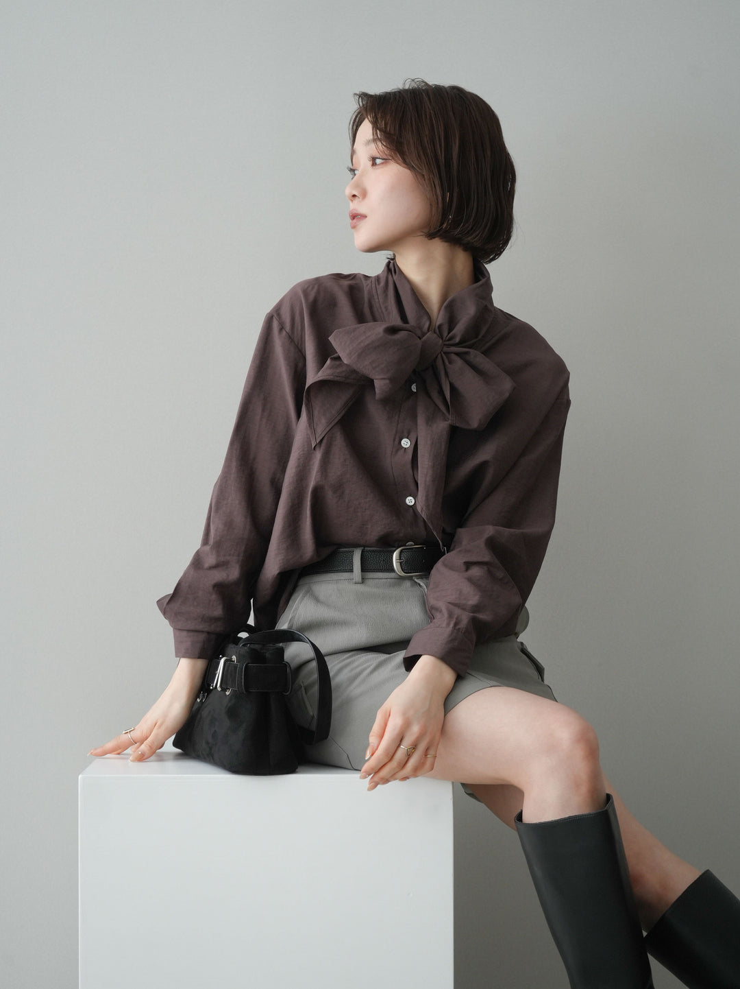 [SET]シアーボウタイブラウス+シアーボウタイブラウス(2set)