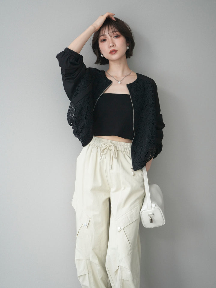 [SET]レースドッキングブルゾン+選べるアクセセット(2set)