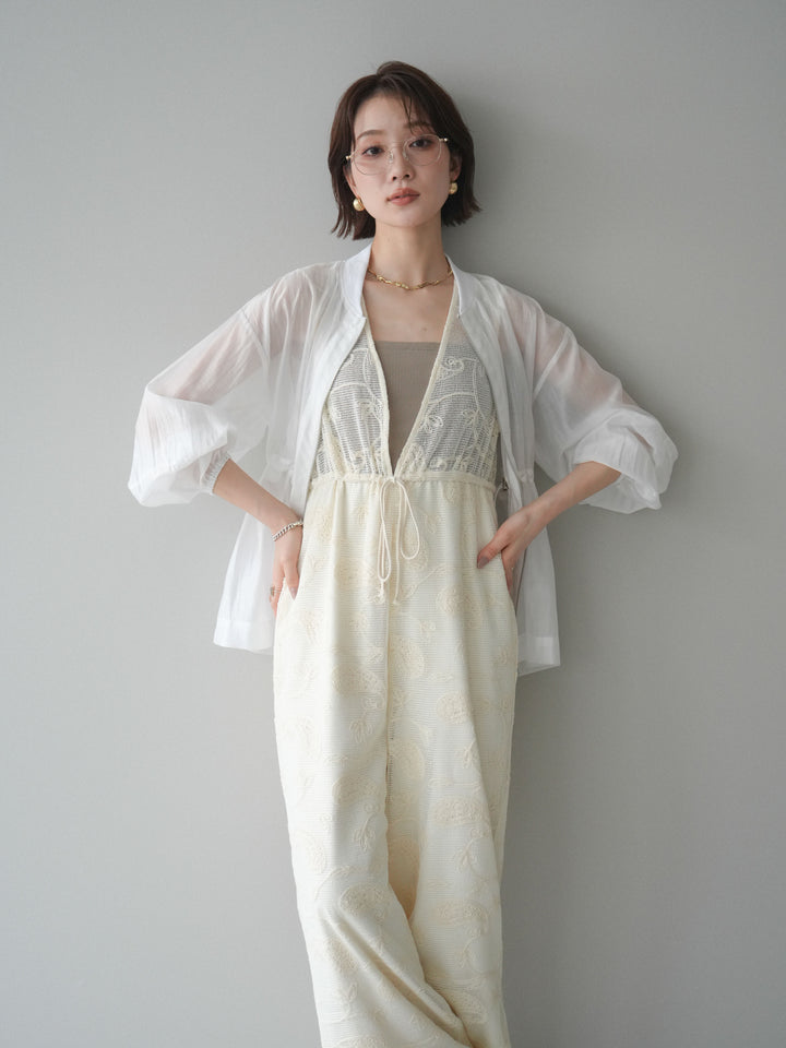 [SET]レース刺繍サロペット+ドロストシアーブルゾン(2set)