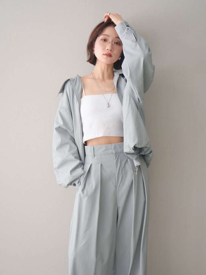 [予約]ウォッシャブルフェイクレザーバルーンジャケット/blue