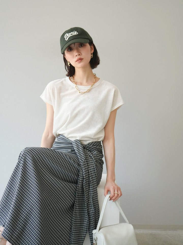 [SET]シアーベロアプルオーバー+サイド巻きツイルスカート(2set)