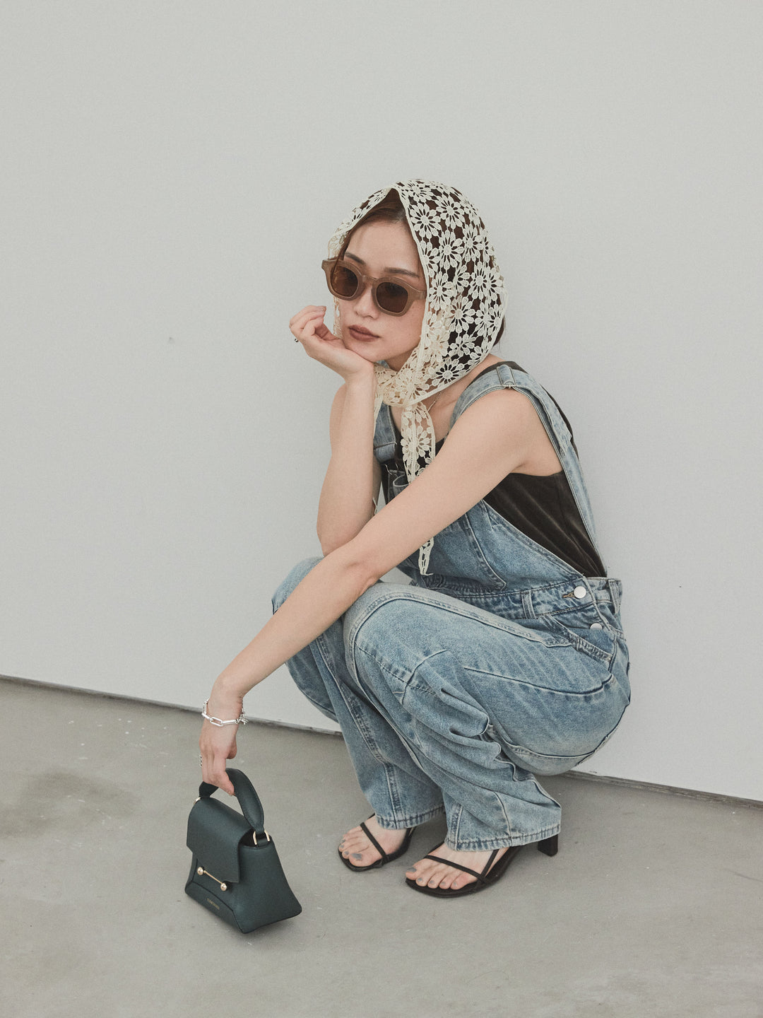 [予約]センターシームデニムサロペット /ライトブルー