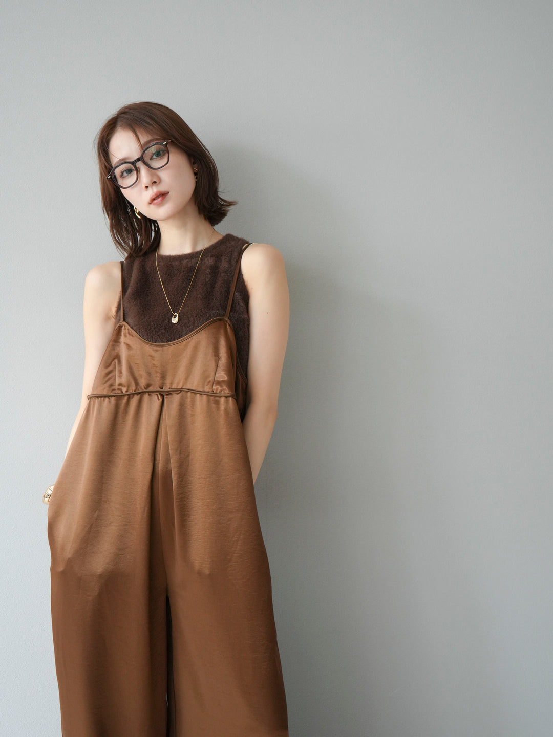 [予約]シャギーニットタンクトップ/ブラウン