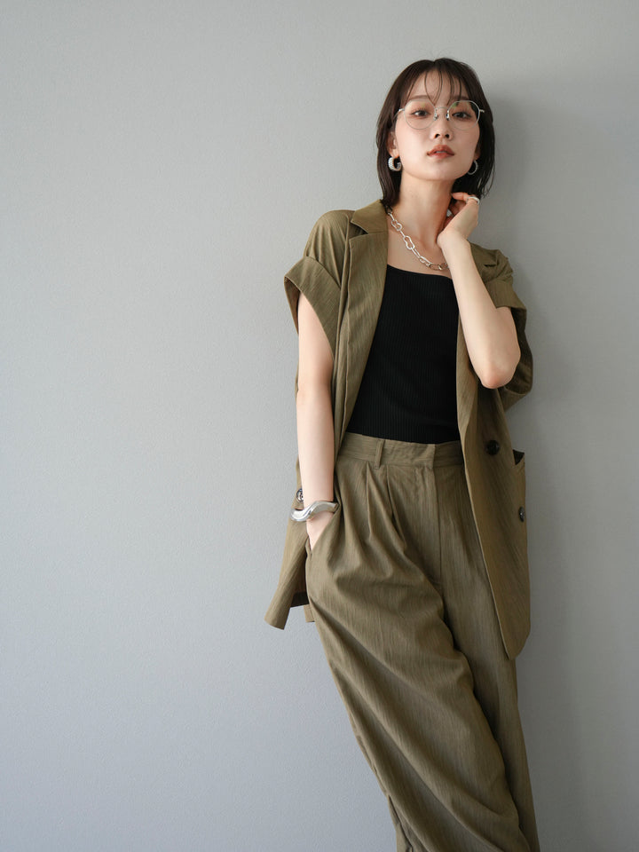 [SET]リネンライクノースリーブダブルジレ+リネンライクノースリーブダブルジレ(2set)