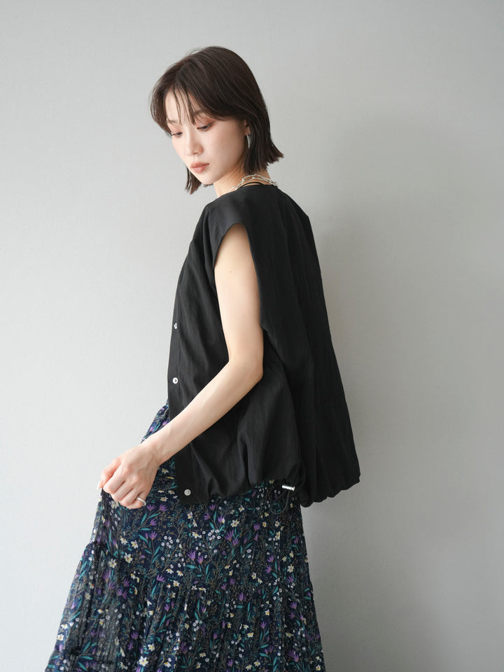 [SET]リネンライクドロストバルーンブルゾン+フラワーワッシャープリーツスカート(2set)